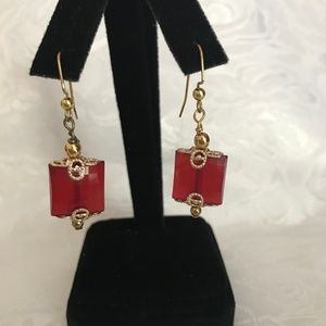 Red Glass Bead Earrings